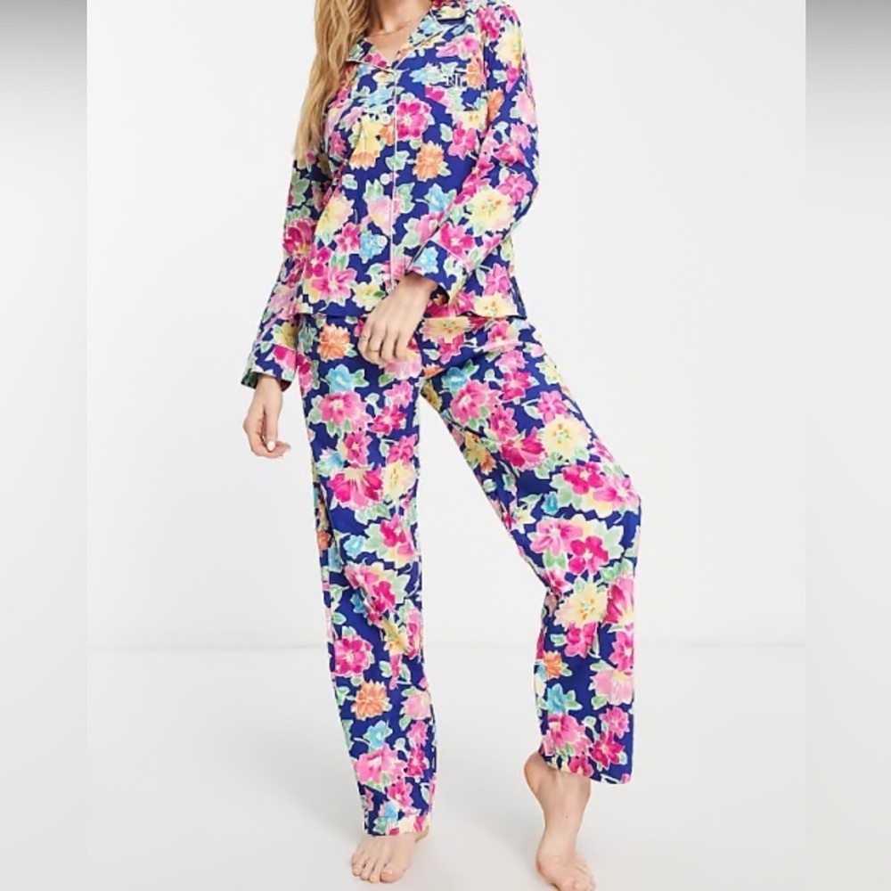 Lauren by Ralph Lauren woven notch collar pyjama set in multi floral